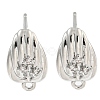 Brass Micro Pave Cubic Zirconia Stud Earring Findings KK-U015-07P-1