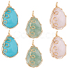 6Pcs 3 Styles Mixed Gemstone Copper Wire Wrapped Pendants FIND-FH0007-92-1