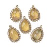 Natural Yellow Fluorite Faceted Teardrop Pendants G-I375-01G-11-1