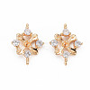 Brass Micro Pave Clear Cubic Zirconia Connector Charms KK-S364-005-1