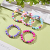 Opaque Acrylic Round & Rondelle Beaded Stretch Bracelets BJEW-JB09099-2