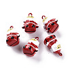 Christmas Baking Paint Brass Bell Pendants KKB-S002-002-1