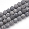 Natural Black Wood Lace Stone Wooden Jasper Beads Strands X-G-T106-013-1