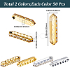 100Pcs 2 Colors Brass Crystal Rhinestone Spacer Bars ALRI-SC0001-61B-2