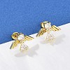 Brass Micro Pave Clear Cubic Zirconia Angel Stud Earrings EJEW-L101-03G-1