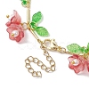 Flower Glass & Acrylic Charm Bracelets BJEW-JB10443-03-4