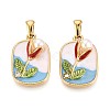 304 Stainless Steel Rhinestone & Enamel & ABS Imitation Pearl Pendants STAS-T072-85A-G-1
