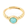 Round Natural Amazonite Adjustable Rings RJEW-Q817-03G-01-2
