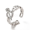 Clear Cubic Zirconia Ring with Nail Open Cuff Ring RJEW-C041-14P-1