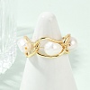 Brass Pearls Open Cuff Rings for Women KK-D301-04G-1
