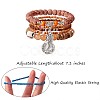 5Pcs 5 Style Wood & Glass Seed & Acrylic Beaded Stretch Bracelets Set with Baseball JB709C-2