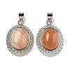 Natural Sunstone Oval Pendants G-B079-02P-03-1