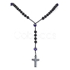 Natural Lava Rock & Synthetic Hematite Rosary Bead Necklaces NJEW-JN04460-5