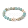 Natural Flower Amazonite Beaded Stretch Bracelet BJEW-JB09764-02-1