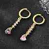 Brass Micro Pave Cubic Zirconia Hoop Dangle Earrings KK-CBA8324-07G-01-1