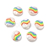 Flat Round Enamel Natural Cultured Freshwater Pearl Beads BSHE-G028-01B-1