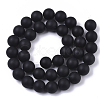 Natural Black Stone Bead Strands X-G-R193-01-10mm-2