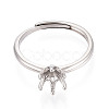 Rhodium Plated 925 Sterling Silver Engagement Solitaire Ring Settings STER-T008-12P-2