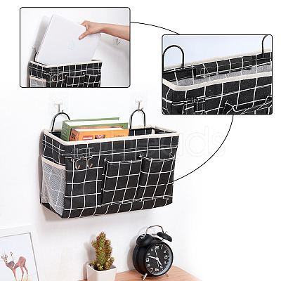 Tartan Pattern Polycotton Bedside Caddy for Student Dorm AJEW-WH0001-81-1