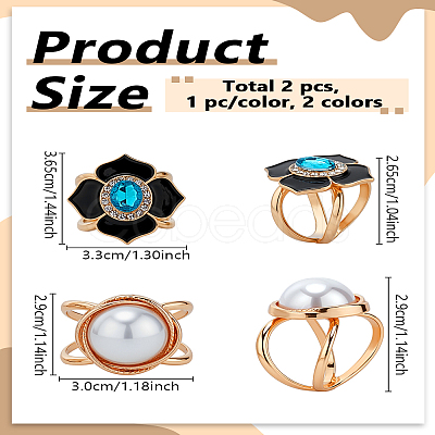2Pcs 2 Styles Alloy Scarf Buckle AJEW-LP0010-59-1
