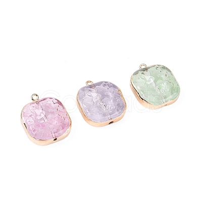 Brass Glass Pendants KK-Q076-01KCG-1