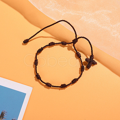 Cross Nylon Cord Braided Bead Bracelets WG2C716-02-1