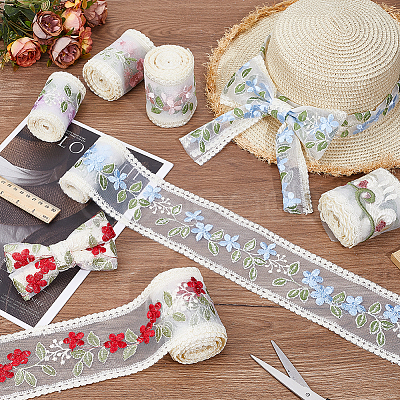 12 Yards 6 Styles Polyester Silk Embroidery Ribbon DIY-NB0014-02A-1