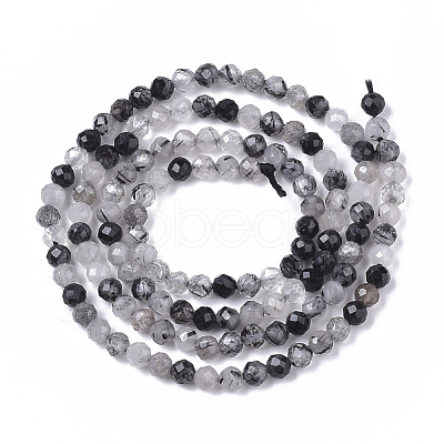Natural Black Rutilated Quartz Beads Strands G-S361-3mm-011-1