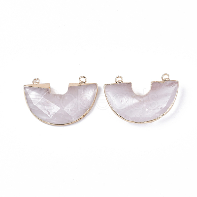 Electroplate Natural Quartz Crystal Semi Circle Pendants G-S344-42H-1