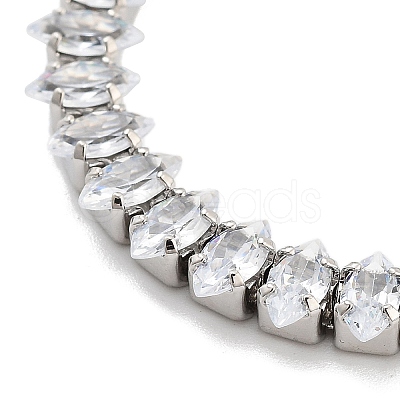 Brass Pave Clear Cubic Zirconia Horse Eye Link Bracelets BJEW-YWC0002-03B-P-1
