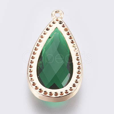 Brass Glass Pendants KK-O105-01KCG-B-1