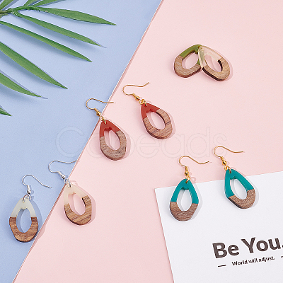 DIY 6 Pairs Teardrop Resin & Walnut Wood Earring Makings DIY-FH0001-90-1