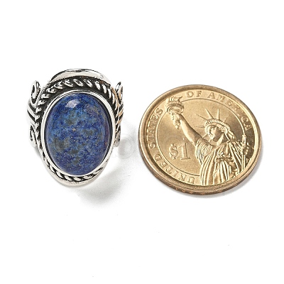 Natural Lapis Lazuli Adjustable Rings RJEW-I108-01AS-10-1