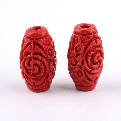 Carved Cinnabar Beads X-CARL-Q004-76B-1