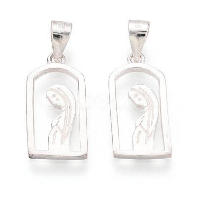 925 Sterling Silver Arch Shape with Virgin Pendants STER-N016-120S-1