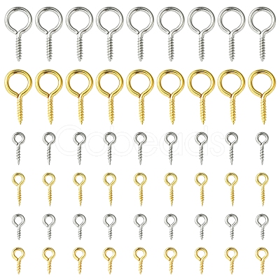 100Pcs 6 Styles 304 Stainless Steel Screw Eye Pin Peg Bails FIND-FS0002-85-1
