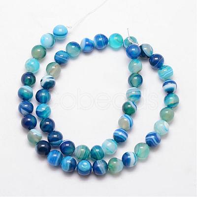 Natural Striped Agate/Banded Agate Bead Strands G-K166-13-10mm-06-1