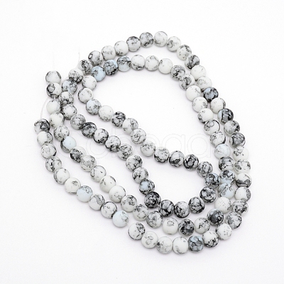 Baking Paint Glass Beads Strands FGLA-WH0001-01A-1
