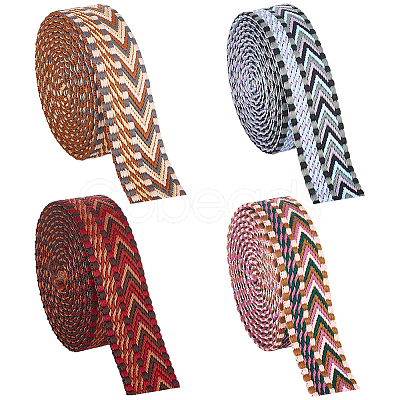 8 Yards 4 Colors Ethnic Style Embroidery Polyester Ribbons OCOR-BC0005-65-1