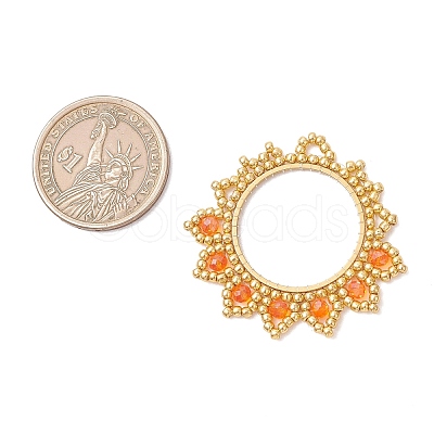 Glass Seed Beaded Flower Pendants PALLOY-MZ01237-03-1