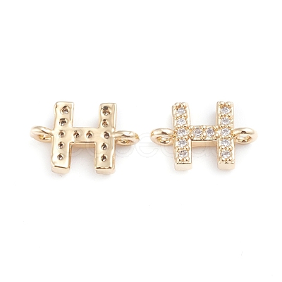 Brass Micro Pave Cubic Zirconia Letter Links X-ZIRC-I042-16G-H-1