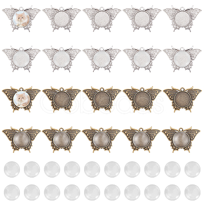20Pcs 2 Colors Butterfly Alloy Pendant Cabochons Settings DIY-PH0003-27-WH-1
