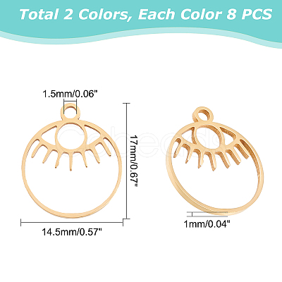 DICOSMETIC 16Pcs 2 Colors 201 Stainless Steel Laser Cut Pendants STAS-DC0003-10-1