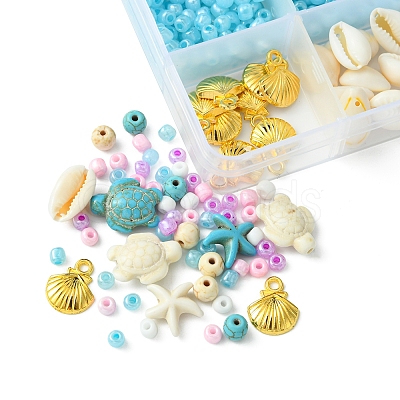 DIY Synthetic Turquoise & Seed Beads Bracelets Making Kits DIY-FS0007-01-1