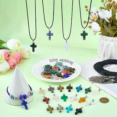DIY Cross Pendant Necklace Making Kits DIY-FG0008-32-1