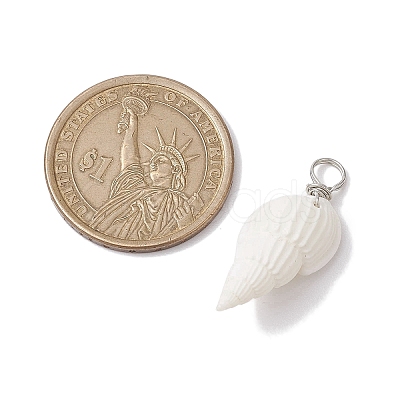 Natural Trumpet Shell Pendants PALLOY-JF02682-02-1
