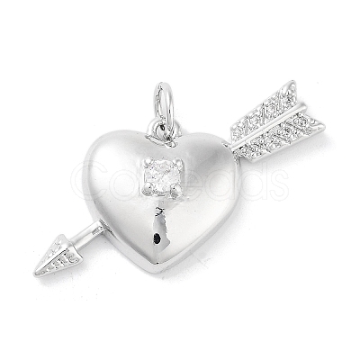 Rack Plating Brass Micro Pave Clear Cubic Zirconia Pendants KK-A208-05P-1