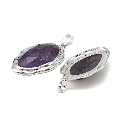 Natural Amethyst Faceted Pendants G-D102-02P-01-1