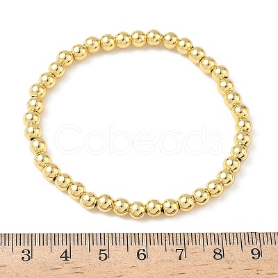 Brass Round Beaded Stretch Bracelets for Men Women BJEW-B148-05C-G-1