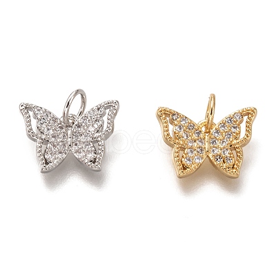 Brass Micro Pave Clear Cubic Zirconia Charms ZIRC-B002-47-1